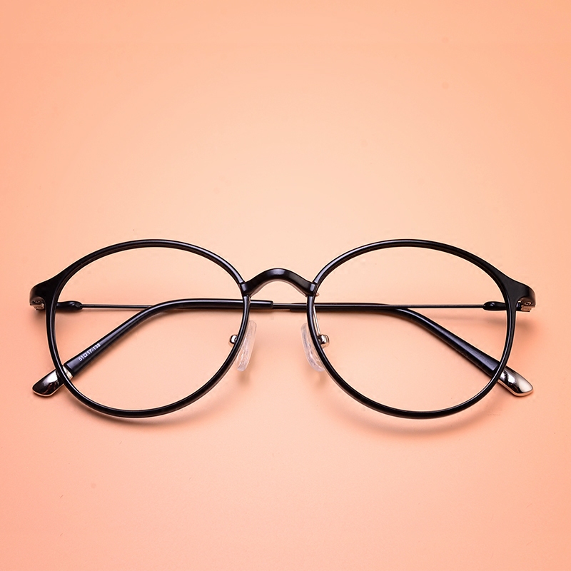 超轻TR90韩国文艺眼镜架 复古圆框近视框中小脸全黑框细腿眼镜女