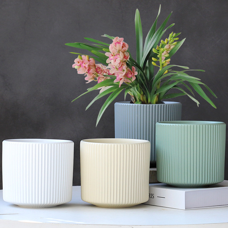 花盆陶瓷北欧简约直竖款大号带托盘绿萝吊兰多肉蝴蝶兰绿植盆栽,鲜花速递/花卉仿真/绿植园艺,花盆,淘宝优惠券,粉丝福利购,淘宝优惠卷