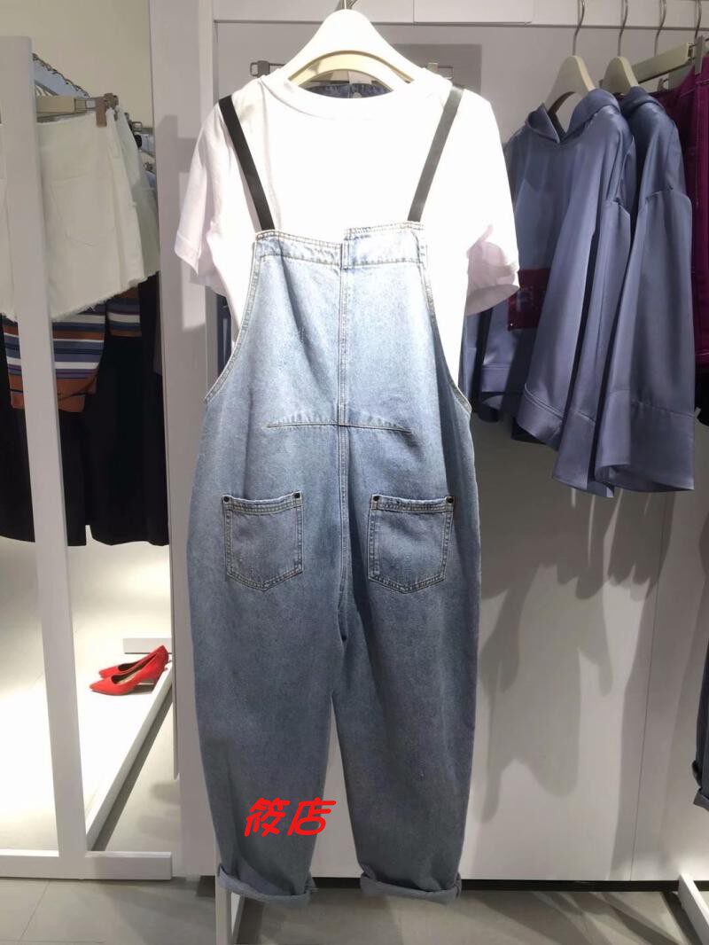 2019年秋季A5FB83106女装休闲长裤常规牛仔连体背带裤A5FB8310655