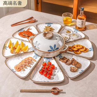 团圆年夜饭餐具过年拼盘餐具组合套装 新款 家庭家用陶瓷碗盘子菜盘