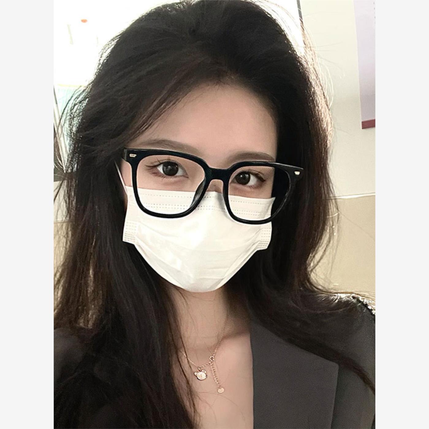 黑框防蓝光眼镜女网红素颜神器灰色大脸显瘦透明眼镜框男变色近视