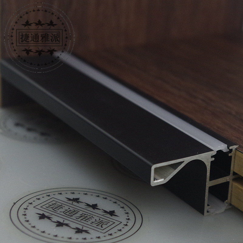 高档加厚厨卫柜吊柜免拉手隐形底板铝拉手哑黑带灯槽款轻奢系列