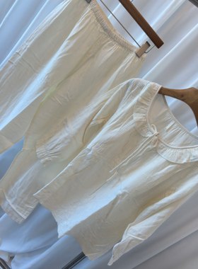简贝一佳6679家居服套装女生双层棉纱带胸垫睡衣女士可外穿套头衫