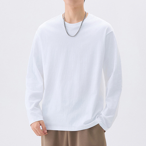 M-5XL棉100%长袖T恤男士春秋季2025新款纯棉圆领体恤打底衫男款，男装T恤，奇怪漫猴工厂店