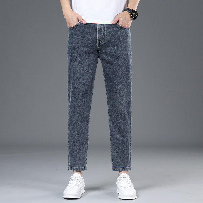 弹力新款九分牛仔裤男士宽松直筒八分百搭弹力休闲9分裤，男装牛仔裤，奇怪漫猴工厂店