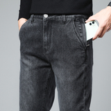 男士灰色牛仔裤2026秋冬季宽松直筒长裤弹力舒适休闲裤春秋，男装牛仔裤，奇怪漫猴工厂店