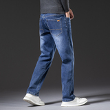 802R牛仔裤男直筒宽松大码新款秋冬加绒弹力高腰男士休闲长裤子，男装牛仔裤，奇怪漫猴工厂店