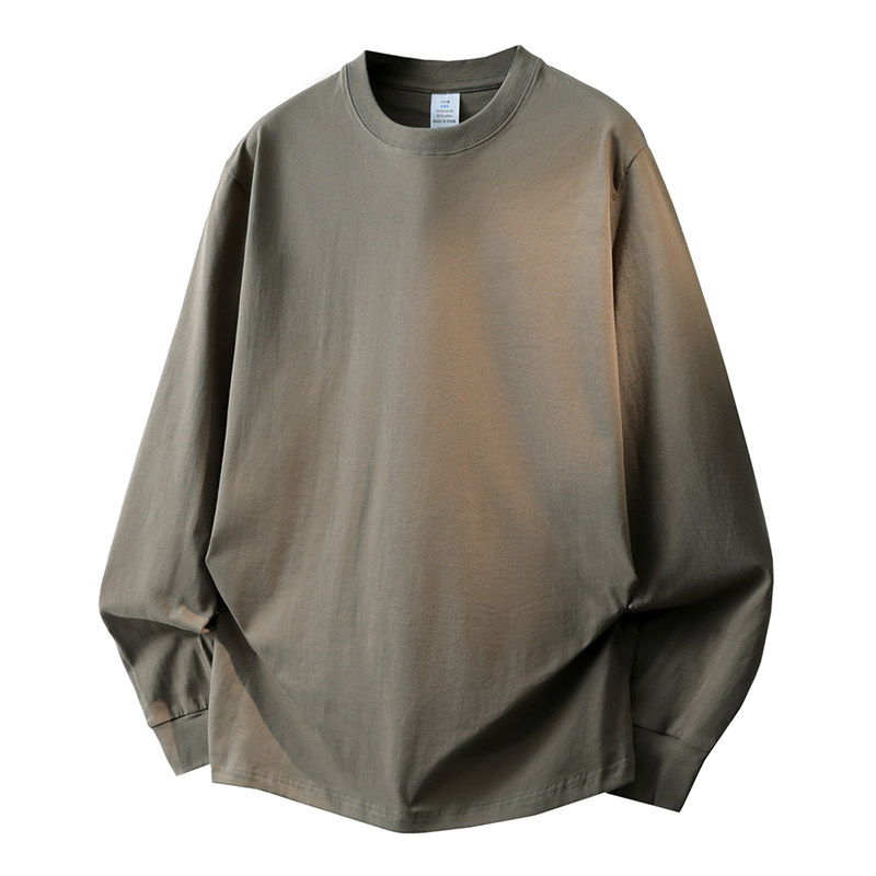 纯棉卫衣男士2026春秋新款圆领长袖紧口t恤高端上衣打底衫，男装T恤，奇怪漫猴工厂店