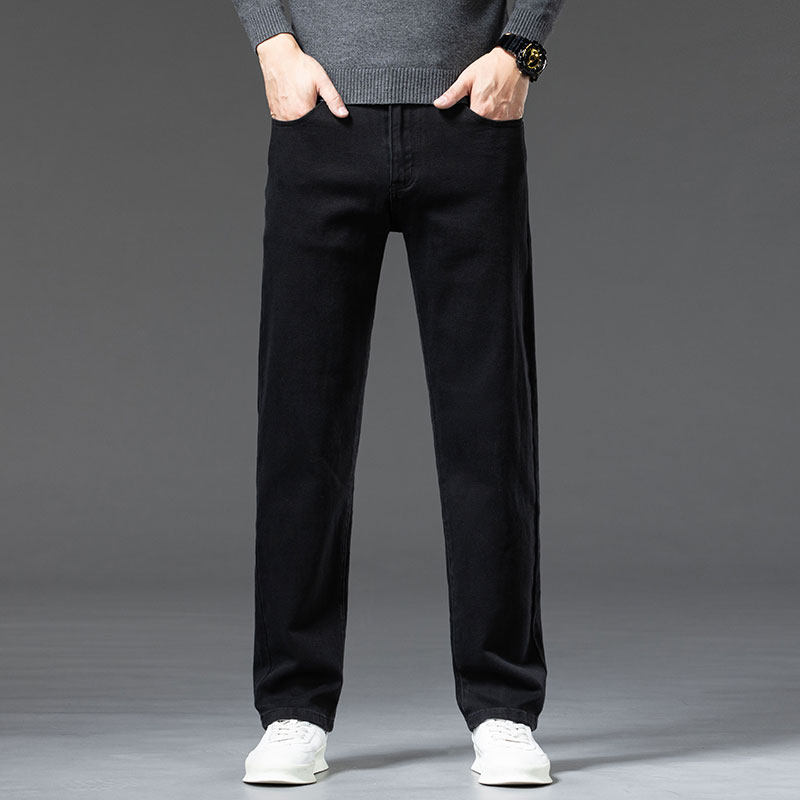 新款2025牛仔裤男秋冬黑裤子宽松直筒裤高端青年休闲男士百搭长裤，男装牛仔裤，奇怪漫猴工厂店