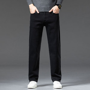 新款2025牛仔裤男秋冬黑裤子宽松直筒裤高端青年休闲男士百搭长裤，男装牛仔裤，奇怪漫猴工厂店