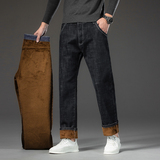 秋冬厚款弹力加绒加厚保暖宽松直筒牛仔裤男士大码直筒裤，男装牛仔裤，奇怪漫猴工厂店