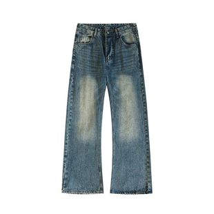 型百搭牛仔裤 水洗2021M版 男女宽松微喇 重磅美式 Q早秋新款