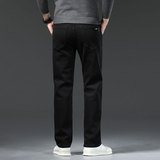 男款纯黑色直筒宽松2025新款中青年休闲大码春秋冬百搭弹力牛仔裤，男装牛仔裤，奇怪漫猴工厂店