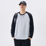 棉长袖T恤男士春秋季2026新款纯棉圆领插色打底衫男款，男装T恤，奇怪漫猴工厂店