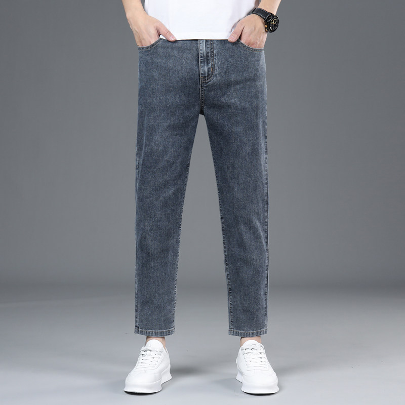 弹力新款九分牛仔裤男士宽松直筒八分百搭弹力休闲9分裤，男装牛仔裤，奇怪漫猴工厂店