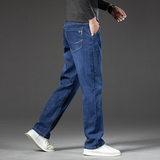 弹力加绒加厚保暖宽松直筒牛仔裤秋冬厚款男士大码直筒裤，男装牛仔裤，奇怪漫猴工厂店