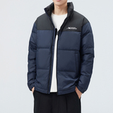 新标羽绒服男士短款2025冬季新款立领面包服撞色拼接情侣款外套，男装羽绒服，奇怪漫猴工厂店