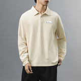 主推纯棉polo衫长袖男士秋季新款翻领高级感宽松透气潮牌T恤男装，男装T恤，奇怪漫猴工厂店