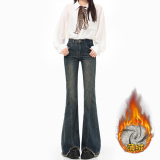 复古蓝长裤（薄绒）