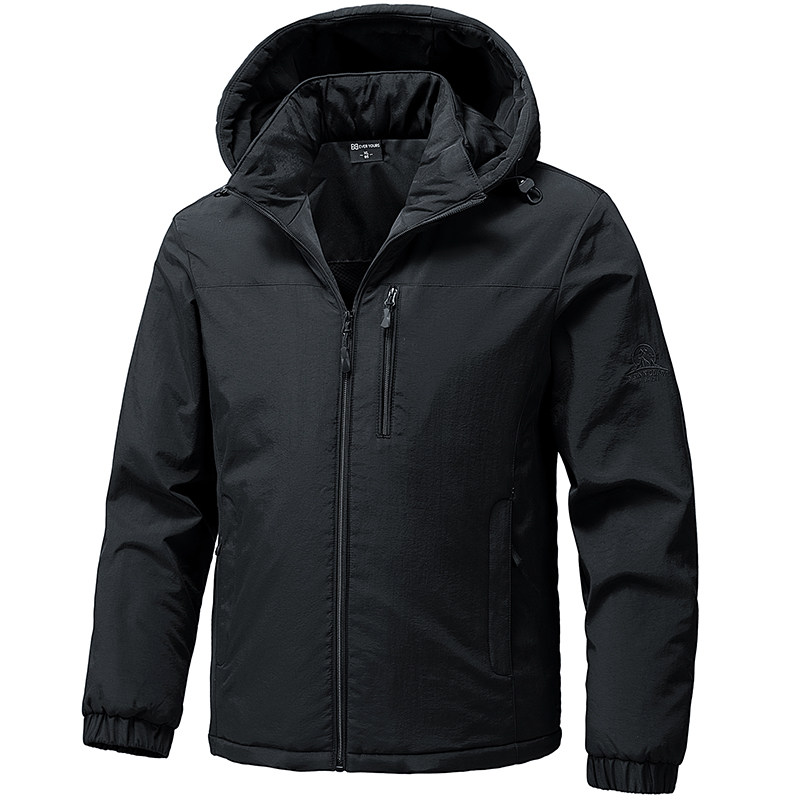 2026新款男外套百搭防风休闲夹克情侣款潮牌登山连帽简约拉链棉服，男装棉衣，奇怪漫猴工厂店