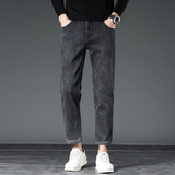 八分高端男士牛仔裤直脚弹力直筒2026新款冬季加绒加厚九分裤男生，男装牛仔裤，奇怪漫猴工厂店