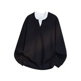 设计感假两件男士卫衣无帽长袖t恤春秋季潮牌休闲百搭男款上衣服，男装卫衣，奇怪漫猴工厂店