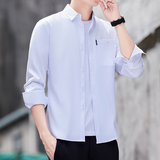 衬衫男士夏季简约薄款透气寸衣日系百搭休闲帅气长袖上衣，男装衬衫，奇怪漫猴工厂店