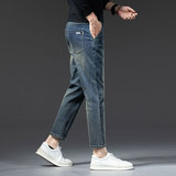 新款高端九分牛仔裤防盗拉链袋男春秋季潮牌直筒修身休闲直脚裤子，男装牛仔裤，奇怪漫猴工厂店