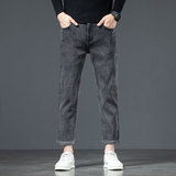 2025弹力潮流加绒九分牛仔裤男士新款秋冬水洗耐磨弹力直筒九分裤，男装牛仔裤，奇怪漫猴工厂店