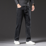 801R牛仔裤男直筒宽松大码新款秋冬加绒弹力中高腰男士休闲长裤子，男装牛仔裤，奇怪漫猴工厂店
