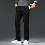 男款纯黑色直筒宽松2025新款中青年休闲大码春秋冬百搭弹力牛仔裤，男装牛仔裤，奇怪漫猴工厂店