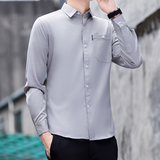 衬衫男士夏季简约薄款透气寸衣日系百搭休闲帅气长袖上衣，男装衬衫，奇怪漫猴工厂店