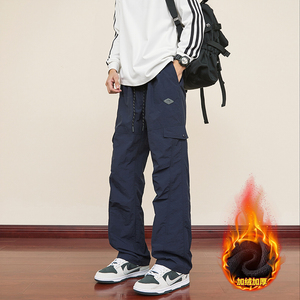 Y.M 轻薄皱感工装冲锋裤男秋冬宽松直筒休闲冰丝运动长裤《限价69，男装休闲裤，奇怪漫猴工厂店