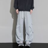 Q褶皱伞兵卫裤男女春秋新款宽松休闲工装裤潮牌美式重磅阔腿长裤，男装休闲裤，奇怪漫猴工厂店