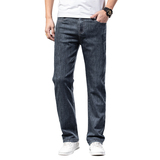 橡筋裤头弹力牛仔宽松直筒裤秋冬季新款男士松紧腰长裤大码，男装牛仔裤，奇怪漫猴工厂店