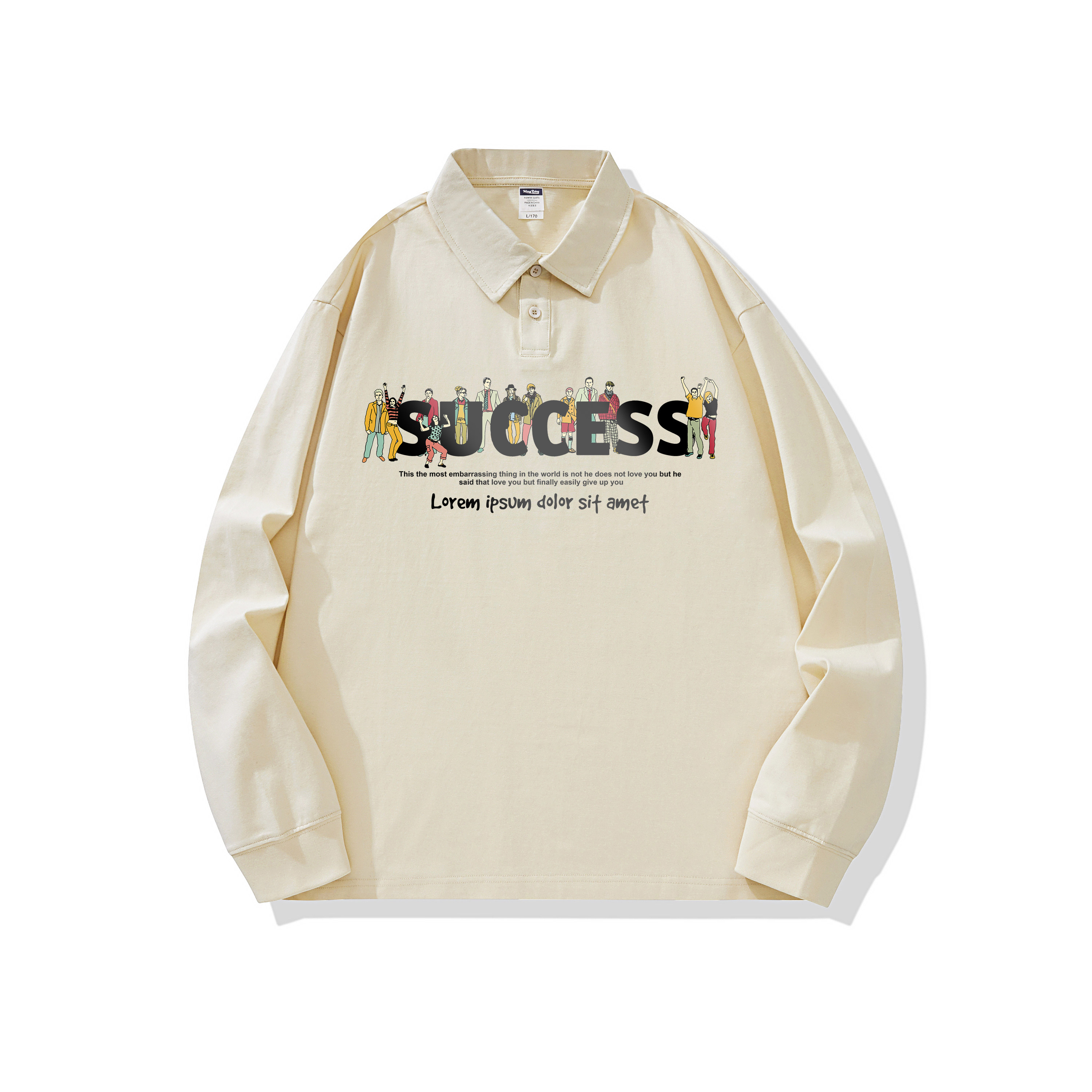 主推纯棉polo衫长袖男士秋季新款翻领高级感宽松透气潮牌T恤男装，男装T恤，奇怪漫猴工厂店