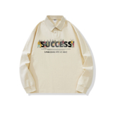 主推纯棉polo衫长袖男士秋季新款翻领高级感宽松透气潮牌T恤男装，男装T恤，奇怪漫猴工厂店