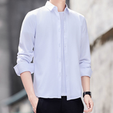 衬衫男士夏季简约薄款透气寸衣日系百搭休闲帅气长袖上衣，男装衬衫，奇怪漫猴工厂店