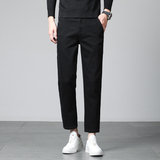 高端黑色牛仔裤男款春秋修身直筒灰色休闲九分牛仔裤显瘦收腿直筒，男装牛仔裤，奇怪漫猴工厂店