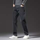 801R牛仔裤男直筒宽松大码新款秋冬加绒弹力中高腰男士休闲长裤子，男装牛仔裤，奇怪漫猴工厂店