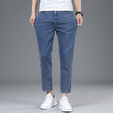弹力秋冬季八分牛仔裤男士2026新款修身直筒小个子九分休闲长裤，男装牛仔裤，奇怪漫猴工厂店