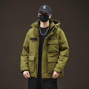 新标2025冬新款男女同款户外工装羽绒服大口袋连帽加厚派克外套，男装羽绒服，奇怪漫猴工厂店