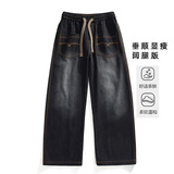 【79】L-9XL直筒牛仔裤春秋季新款倒装口袋宽松休闲裤大码男，男装牛仔裤，奇怪漫猴工厂店