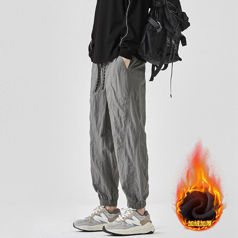 Y.M加绒休闲裤男2026秋冬九分速干运动裤宽松束脚裤《限价79》，男装休闲裤，奇怪漫猴工厂店