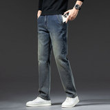 2025新款牛仔裤男直筒宽松潮牌复古蓝秋冬季男裤子高端弹力长裤，男装牛仔裤，奇怪漫猴工厂店