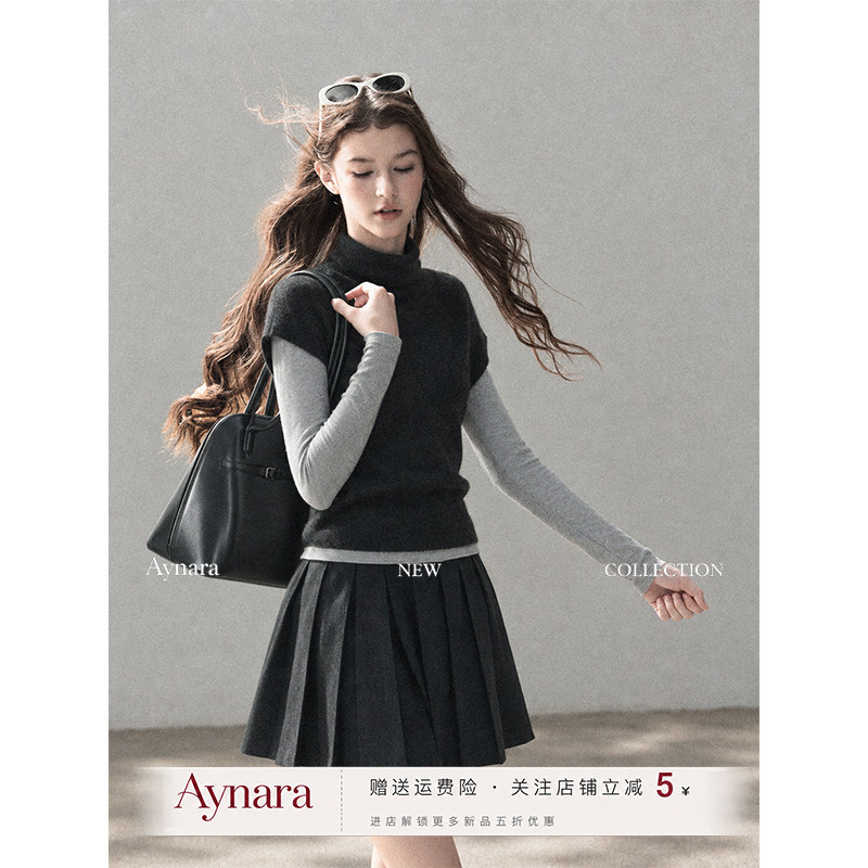 Aynara针织马甲女秋季叠穿两件套