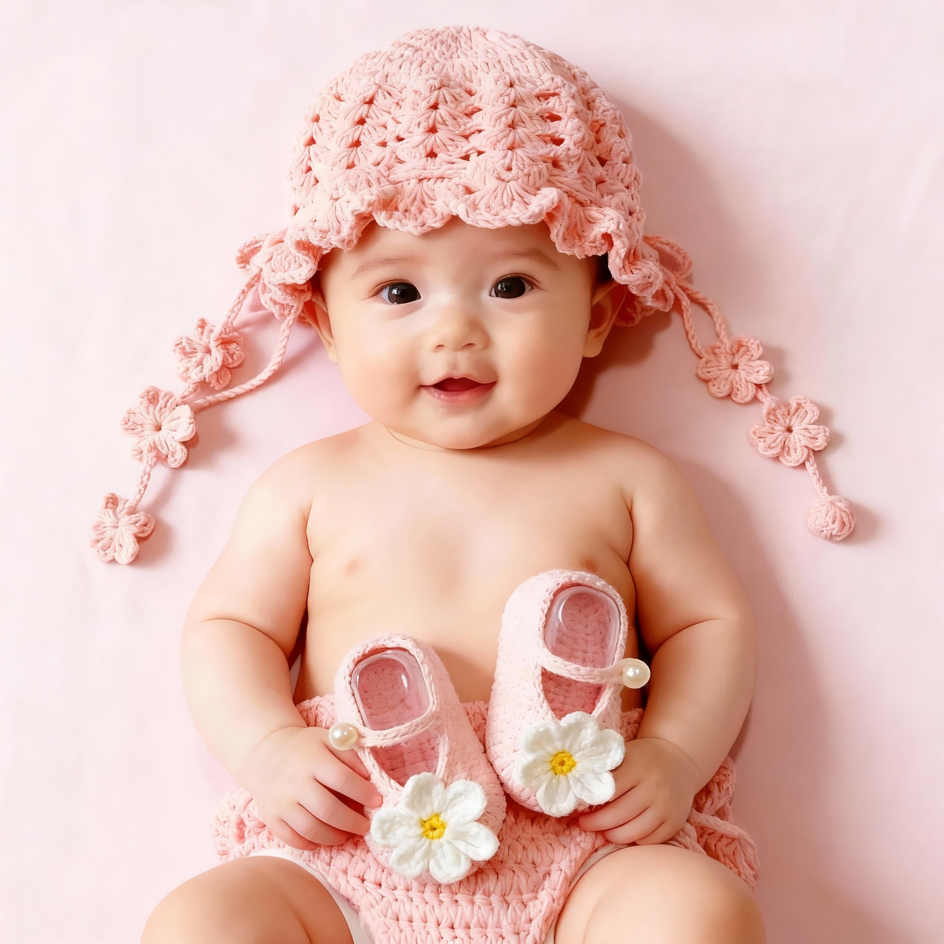 纽琅坊 小公主鞋帽套装手工diy编织宝宝鞋帽子钩针毛线材料包自制