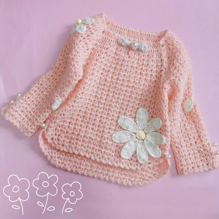 纽琅坊原创编织设计花艺儿童毛衣手工diy钩针棒针毛线衣服材料包