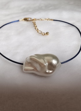 青岛外贸饰品项链潮流时尚简约质感玻璃防巴洛克珍珠短款脖颈链