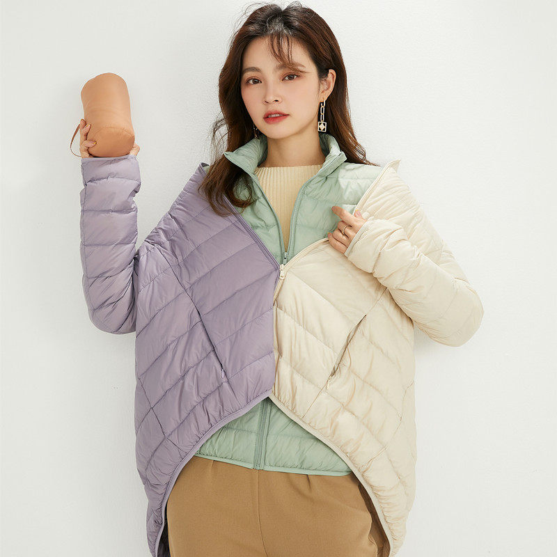 波斯橙官方旗舰店2024年秋冬新款轻薄羽绒服女装薄款立领轻便型短